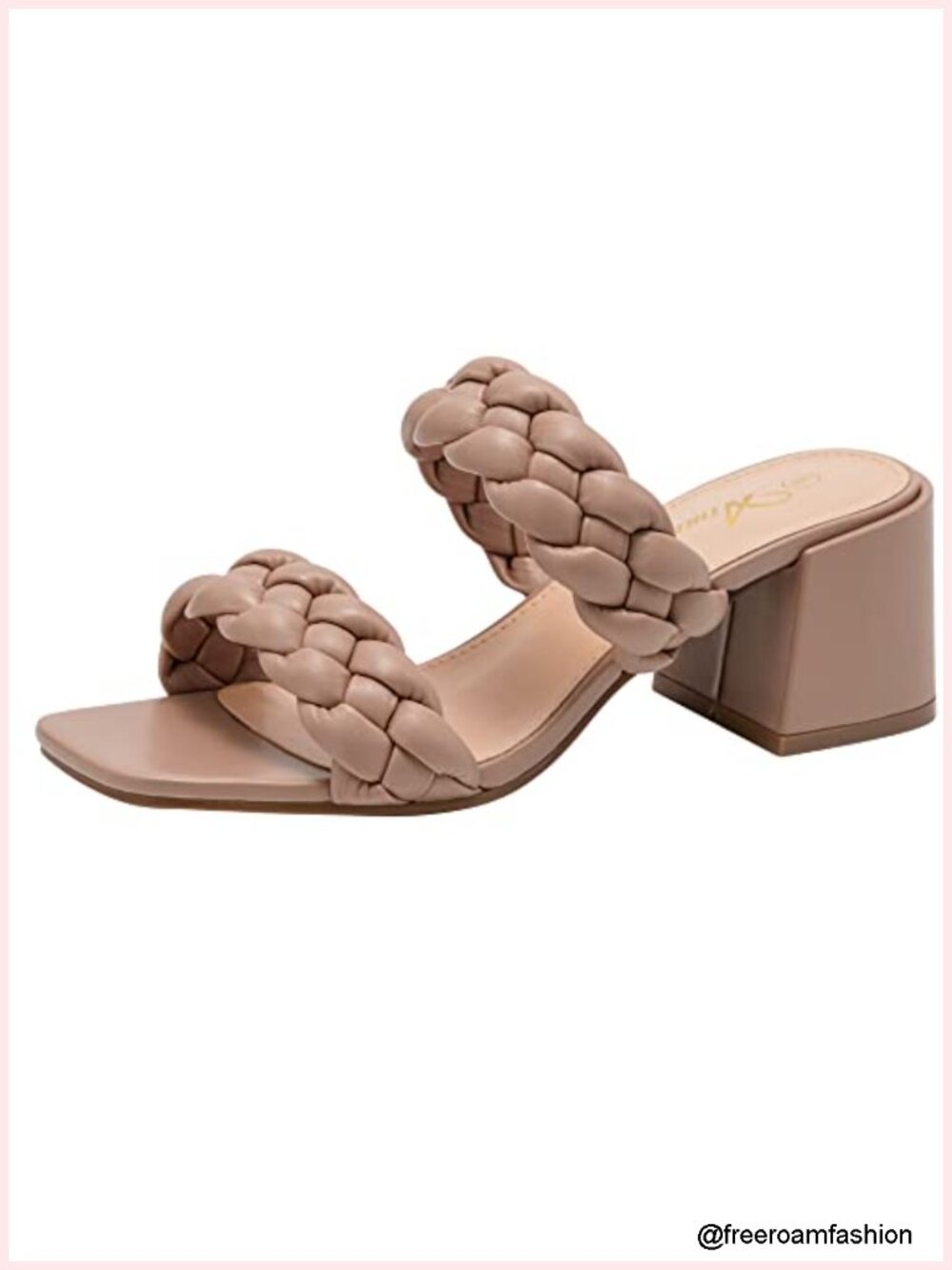 Braided Heels Square Toe Chunky Low Heeled Sandals Women Slip On